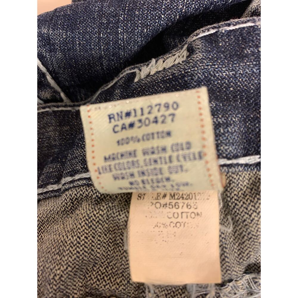 True Religion Jeans Dark Blue Wash Straight Leg Distressed Whiskering Mens SZ 42 - Picture 7 of 12